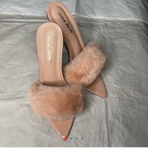 Public Desire Pretty in Pink Faux Fur Heels Pumps in size 7.5 🩷🩷🌸